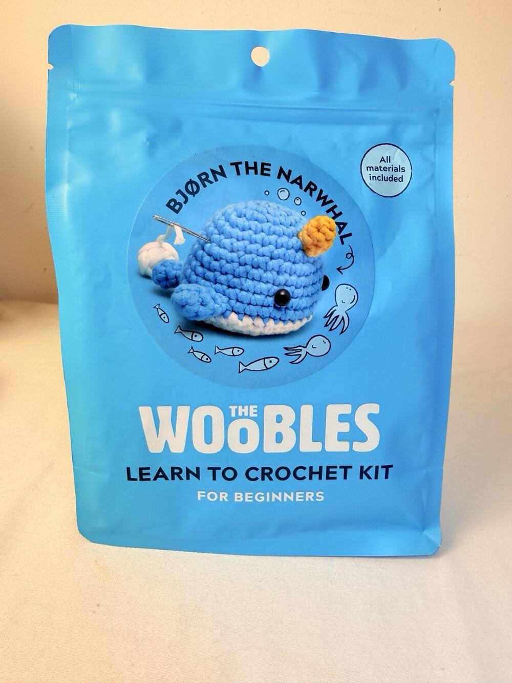 The WOobles Bjorn The Narwhal Learn To Crochet Kit For Beginners DIY